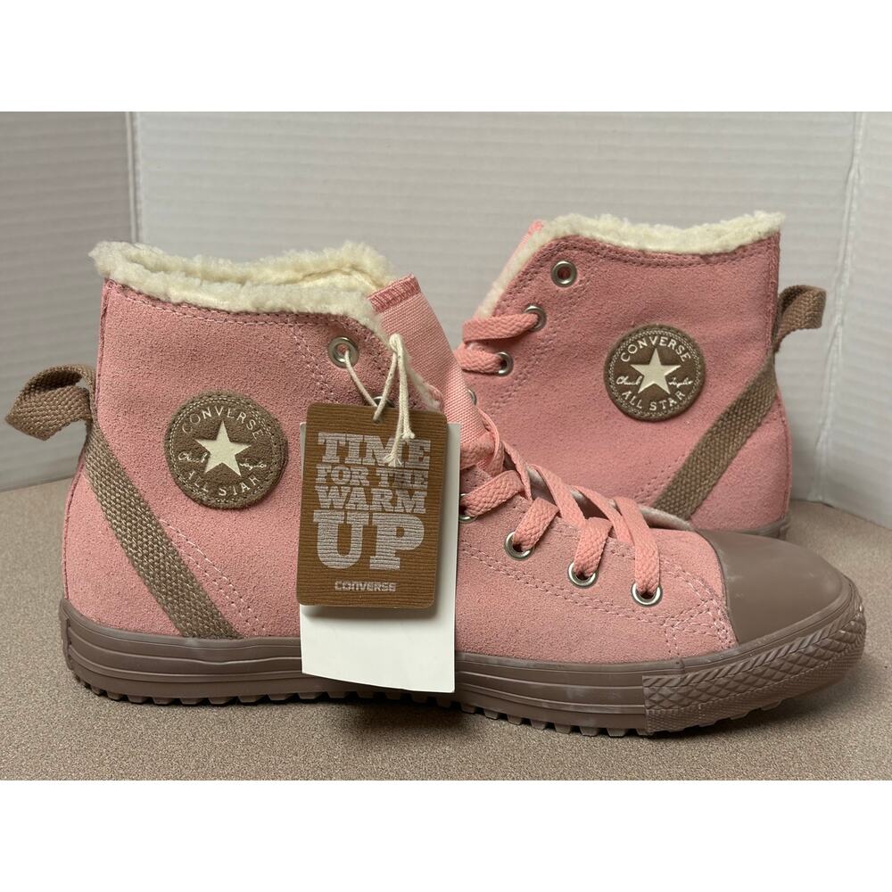 Converse Time Warm Up hightop sneakers pink suede colorway sherpa lining NWT SZ6